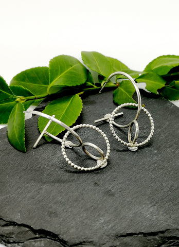 Sterling Silver Geometric Hoop Earrings