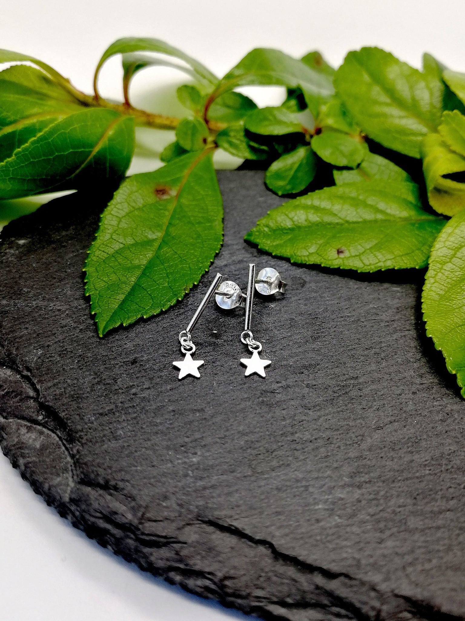 Dainty Silver Star Drop Earrings