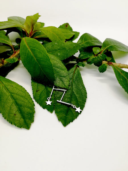 Dainty Silver Star Drop Earrings