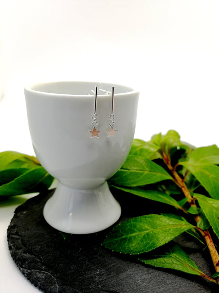 Dainty Silver Star Drop Earrings